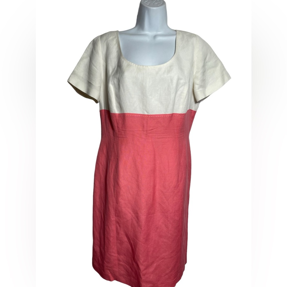 Alex Marie dress size 14 petite cute coral pink & white summer dress ❤️❤️